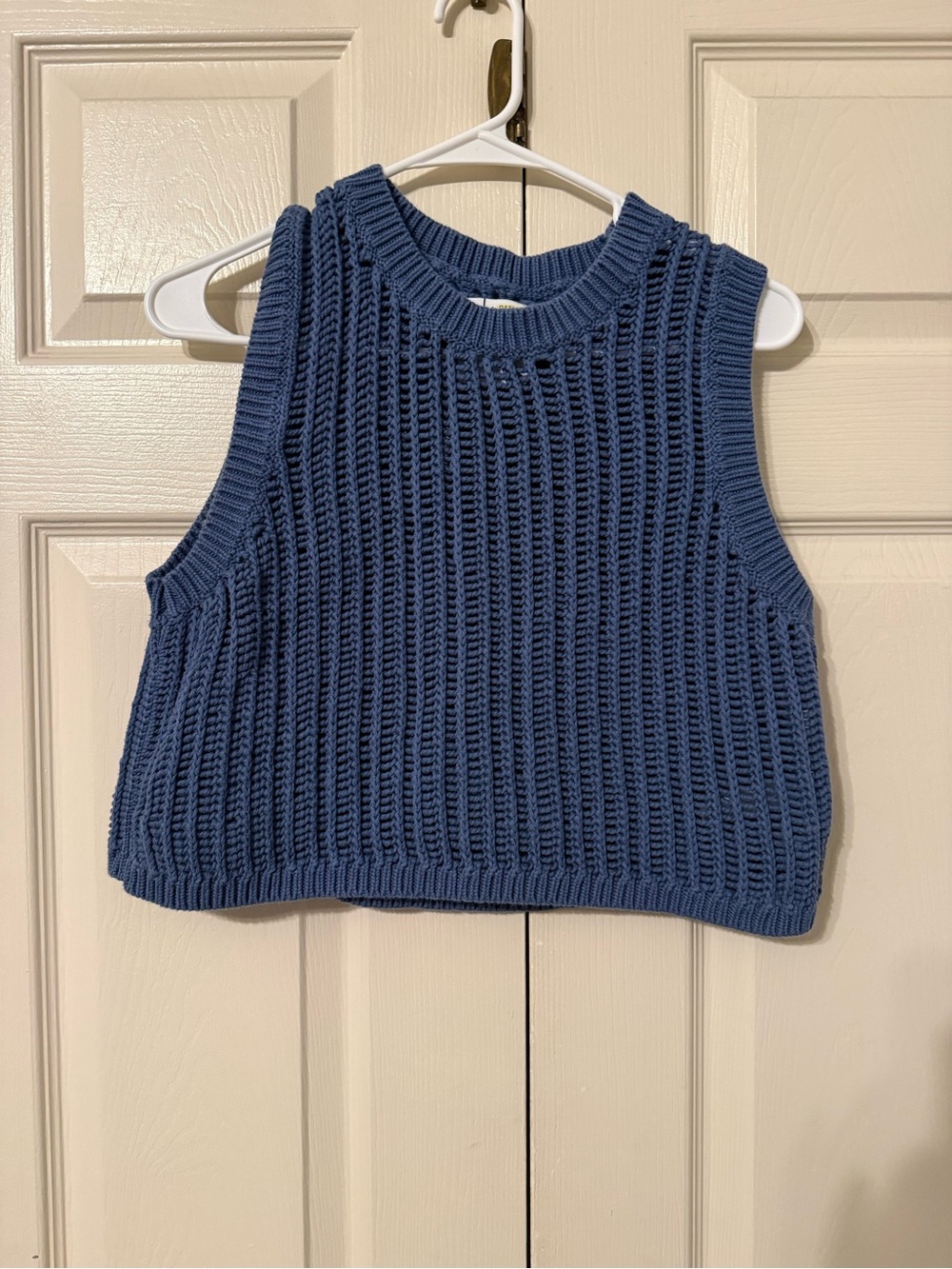 Offline by aerie Blue Open-Stitch Sleeveless Knit Crop Top